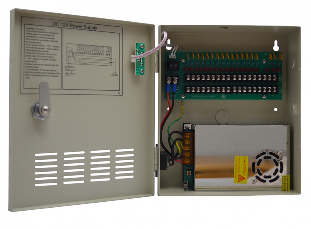 Professional 12V DC 10A 18 Channel Boxed CCTV Power Supply Unit