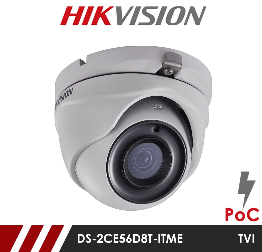 MIE CCTV Hikvision 2MP Fixed Lens Dome DS2CE56D8TITME 2.8MM POC HD