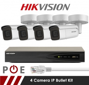 4 Camera Hikvision CCTV Kit With 5MP Motorized Lens Bullet Cameras in White