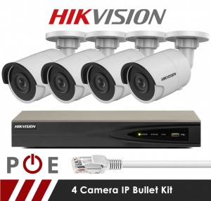 4 Camera Hikvision CCTV Kit With 5MP 2.8mm Fixed Bullet Cameras in White