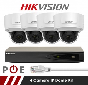 4 Camera Hikvision CCTV Kit With 5MP Anti Vandal Motorized Lens Dome Cameras in White