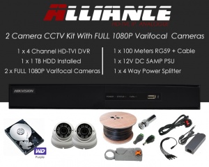 2 Camera Alliance CCTV Kit With 1080p TVI Anti Vandal 2.8-12 Varifocal Dome Cameras in White