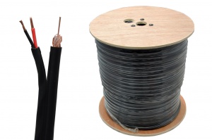 200M High Quality CCTV Video Coax Cable Black Shotgun RG59 2 Core Power