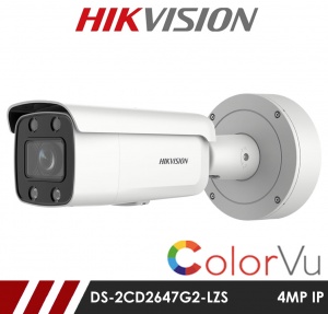 Hikvision ColorVu DS-2CD2647G2-LZS 4MP Network IP CCTV Bullet Varifocal Lens Visible Light