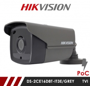 Hikvision 2MP DS-2CE16D8T-IT3E-GREY 3.6mm Fixed lens PoC HD-TVI CCTV Bullet Camera - Grey