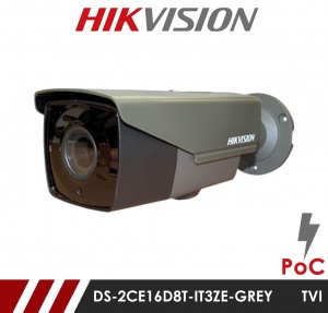 Hikvision 2MP DS-2CE16D8T-IT3ZE Varifocal Motorised Lens HD-TVI CCTV Bullet Camera with POC - Grey