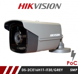 Hikvision 5MP DS-2CE16H0T-IT3E-GREY 3.6mm Fixed Lens HD-TVI Bullet CCTV Camera with POC - Grey