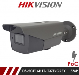 Hikvision 5MP DS-2CE16H1T-IT3ZE/GREY  2.8-12mm Motorised Lens HD-TVI Bullet CCTV Camera with POC - Grey