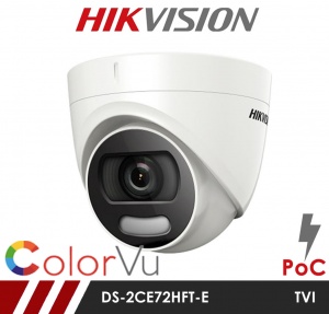 Hikvision 5MP DS-2CE72HFT-E 2.8mm POC ColorVue Turret Camera up to 20m White Light Distance