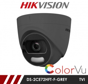 Hikvision 5MP DS-2CE72HFT-E-GREY Full time Colour Turret Camera up to 20m White Light Distance in Grey