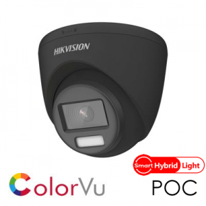 Hikvision 5MP 3K DS-2CE72KF3T-LE/B 2.8mm POC ColorVu Dual-Light Turret Camera up to 20m White Light Distance - In Black