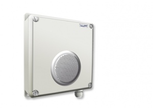 External loudspeaker unit with message playback on alarm