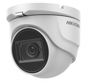 Hikvision 5MP Fixed Lens Dome DS-2CE76H0T-ITMFS 2.8MM AOC Audio over Coax HD-TVI CCTV Camera - White - Built in Mic