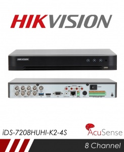 Hikvision iDS-7208HUHI-K1-4S Accusense 5MP 8 Channel TVI, DVR & NVR Tribrid CCTV Recorder with Network and Mobile phone remote viewing
