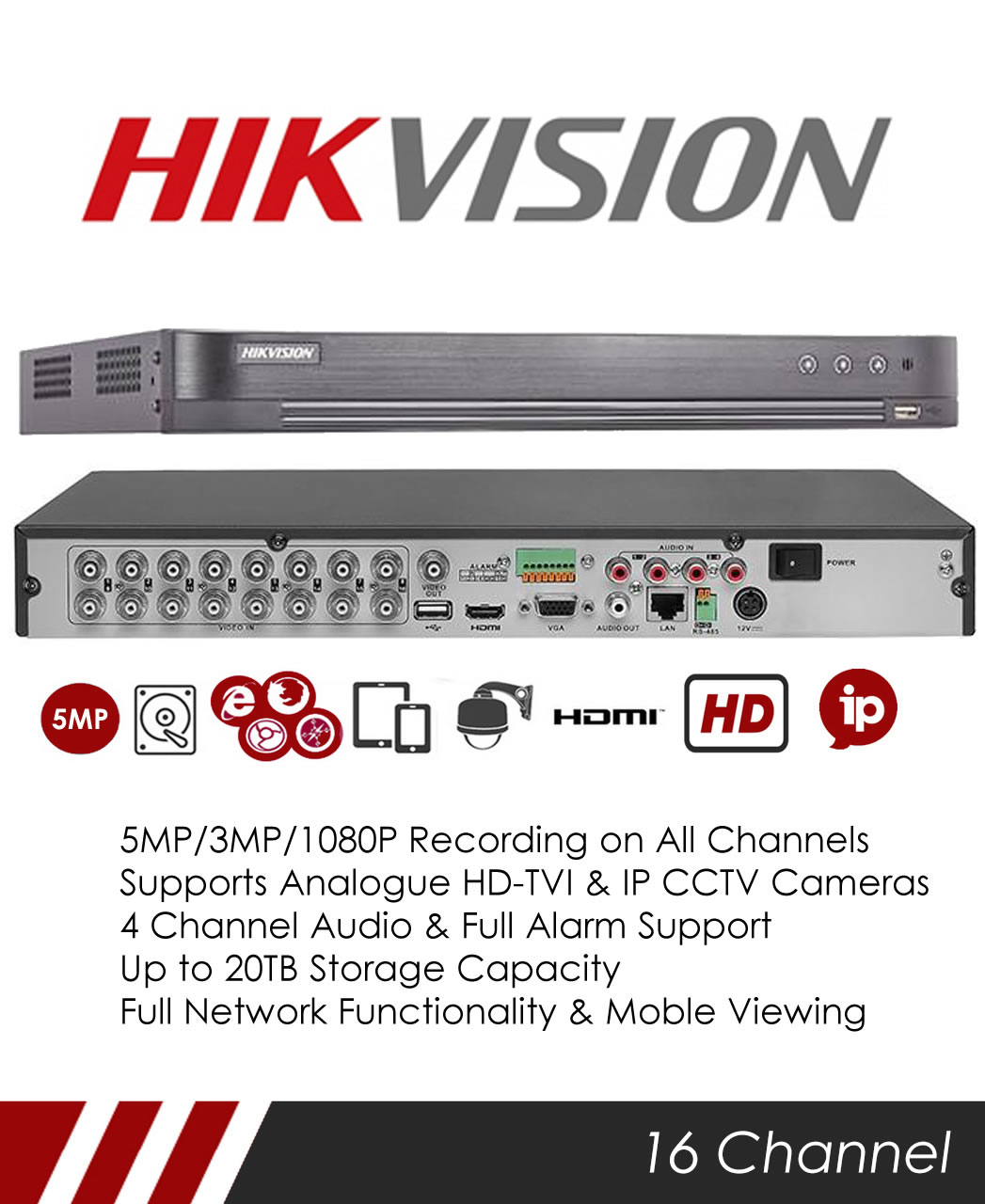 Hikvision DS-7216HUHI-K2 5MP 16 Channel 