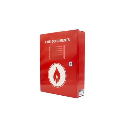 MIE CCTV: A4 Metal Document Box Red for fire safety documents