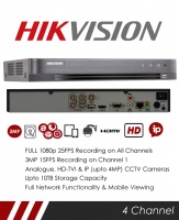Hikvision DS-7204HQHI-K1/P 4 Channel Turbo HD 4.0 with POC, DVR & NVR Tribrid CCTV Recorder with Network and Mobile phone remote viewing