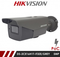Hikvision 5MP DS-2CE16H1T-IT3ZE/GREY  2.8-12mm Motorised Lens HD-TVI Bullet CCTV Camera with POC - Grey