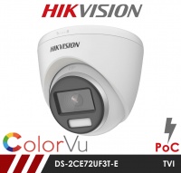Hikvision 8MP DS-2CE72UF3T-E 2.8mm POC ColorVue Turret Camera up to 40m White Light Distance