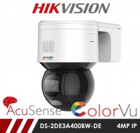 Hikvision AcuSense ColorVu Camera DS-2DE3A400BW-DE(F1)(S5) 4MP Network IP Pan Tilt Camera 4mm Fixed Lens with 16x Digital Zoom, Visible Light and Audio