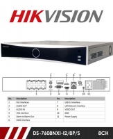 Hikvision DS-7608NXI-I2/8P/S 8ch NVR, Up to 12MP resolution recording, Max 8 IP cameras, 4K HDMI and VGA, 8 port PoE ports