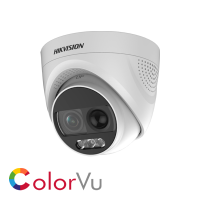 Hikvision 3K Fixed Lens ColorVue Dome DS-2CE72KF3T-PIRXO 2.8MM HD-TVI CCTV Camera with PIR and Visual Light Alarm - White