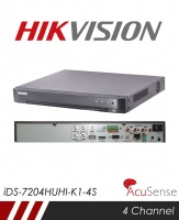 Hikvision AcuSense iDS-7204HUHI-K1-4S 5MP 4 Channel TVI, DVR & NVR Tribrid CCTV Recorder with Network and Mobile phone remote viewing